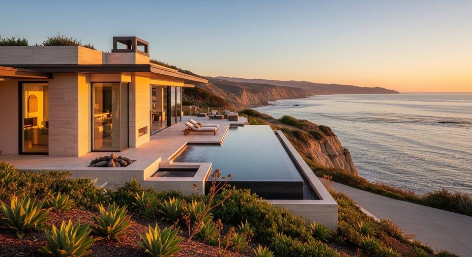 Luxury California home with a pool overlooking the ocean representing a bridge loan for a home purchase